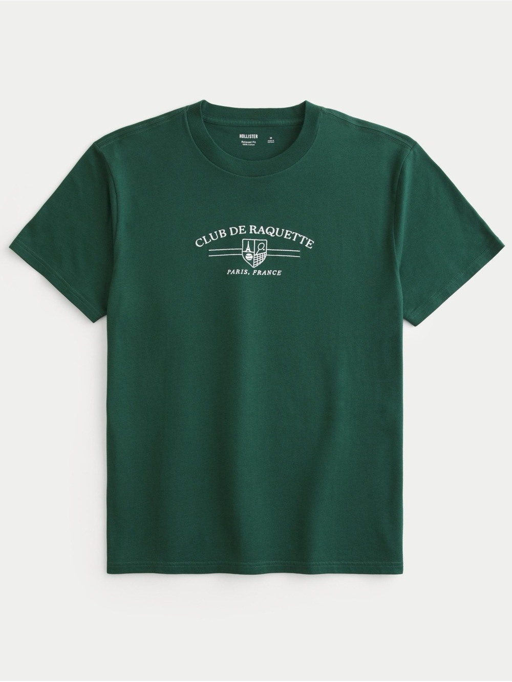 Hollister Forest Green 'Club de Raquette' Crewneck T-Shirt